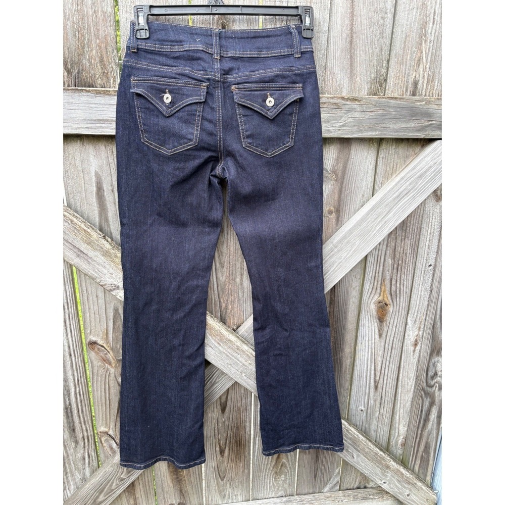 Telepatia Womens Dark Wash Bootcut Jeans Double Button Stretch Denim Size 7/28